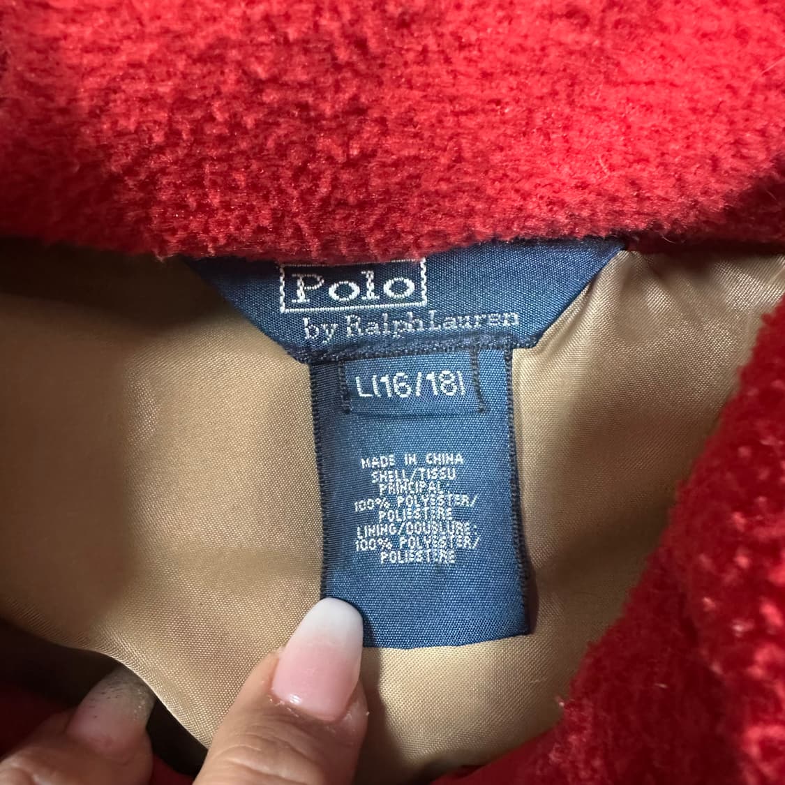 ✨ (바배) 폴로 랄프로렌 레드 푸퍼 패딩 (16-18) 상품이미지3