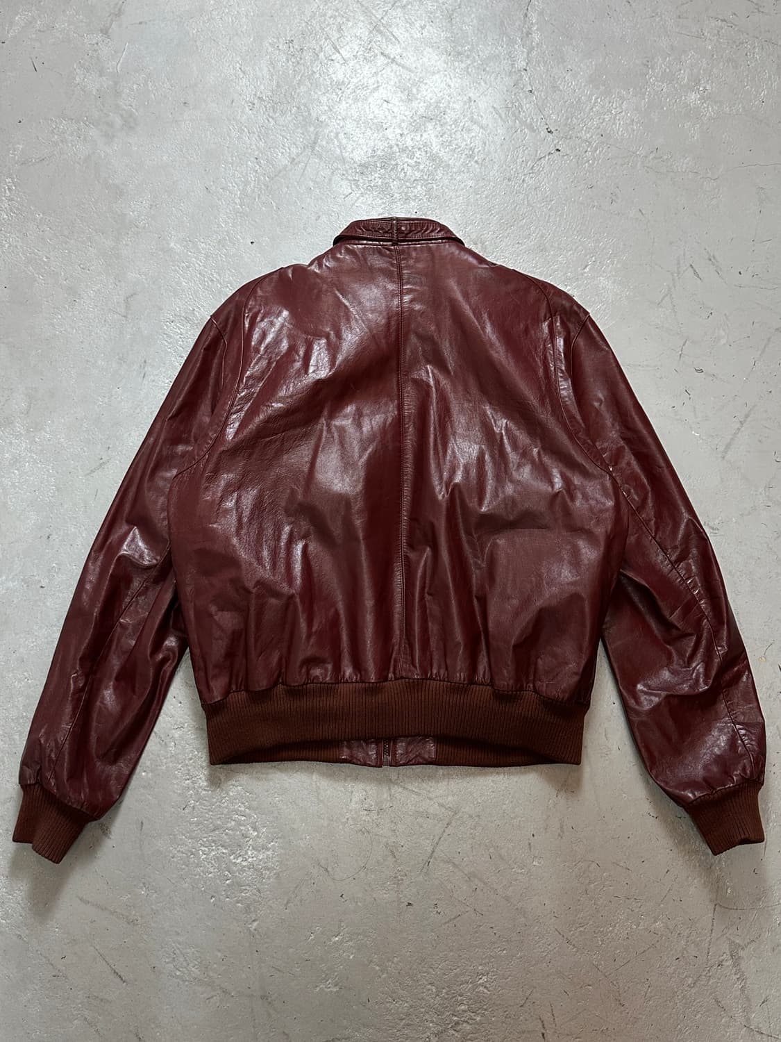 80's 빈티지 버건디 레더자켓 빈티지 레더 봄버 상품이미지4