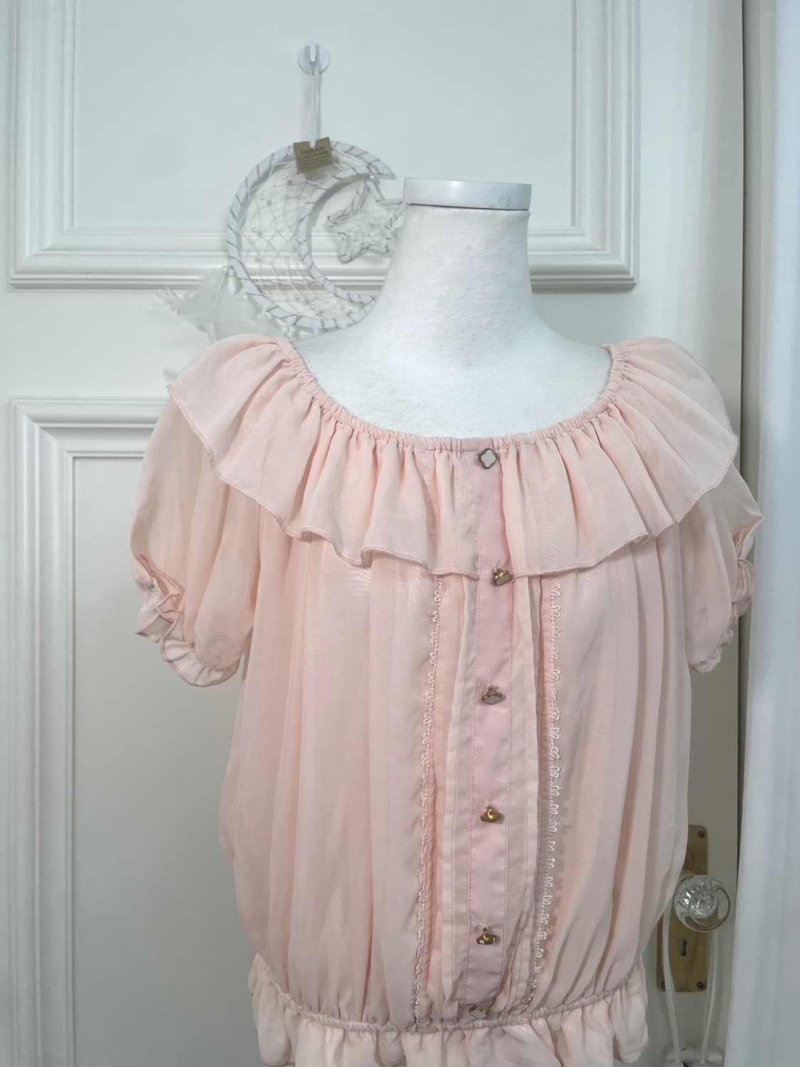 coral lace off-shoulder summer blouse 상품이미지5