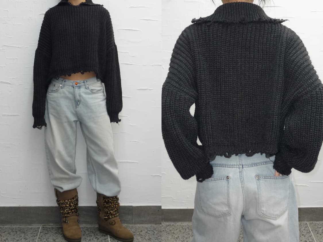 Frayed charcoal knit 상품이미지3