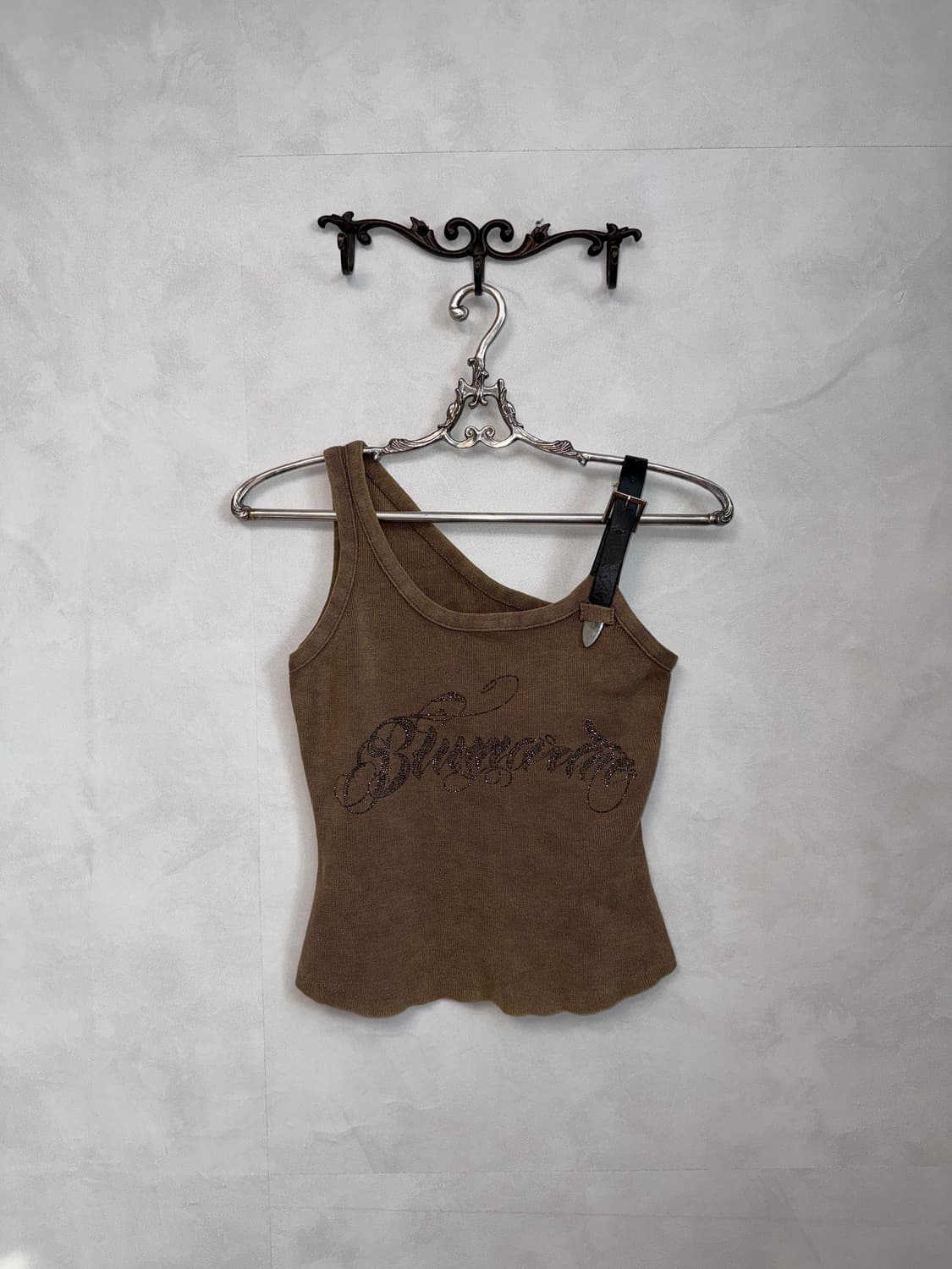 Brown y2k unbalance belted sleeveless 상품이미지1
