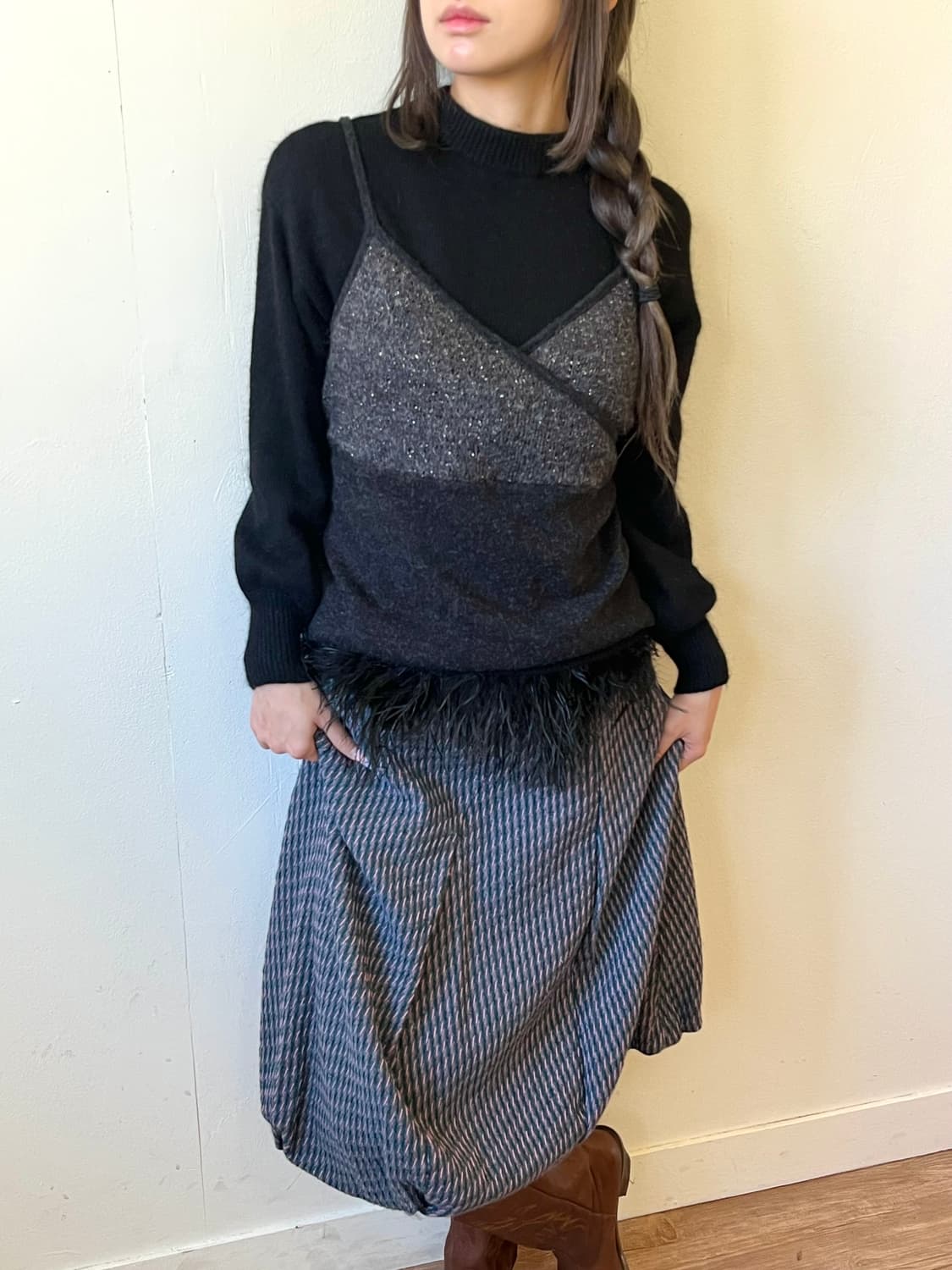 japan vtg 백 로브 뷔스티에 상품이미지4