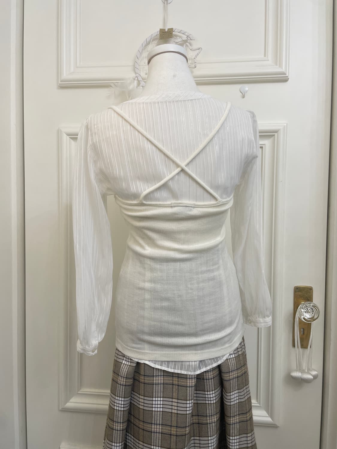 white silver line ruffle blouse&ivory bu 상품이미지5