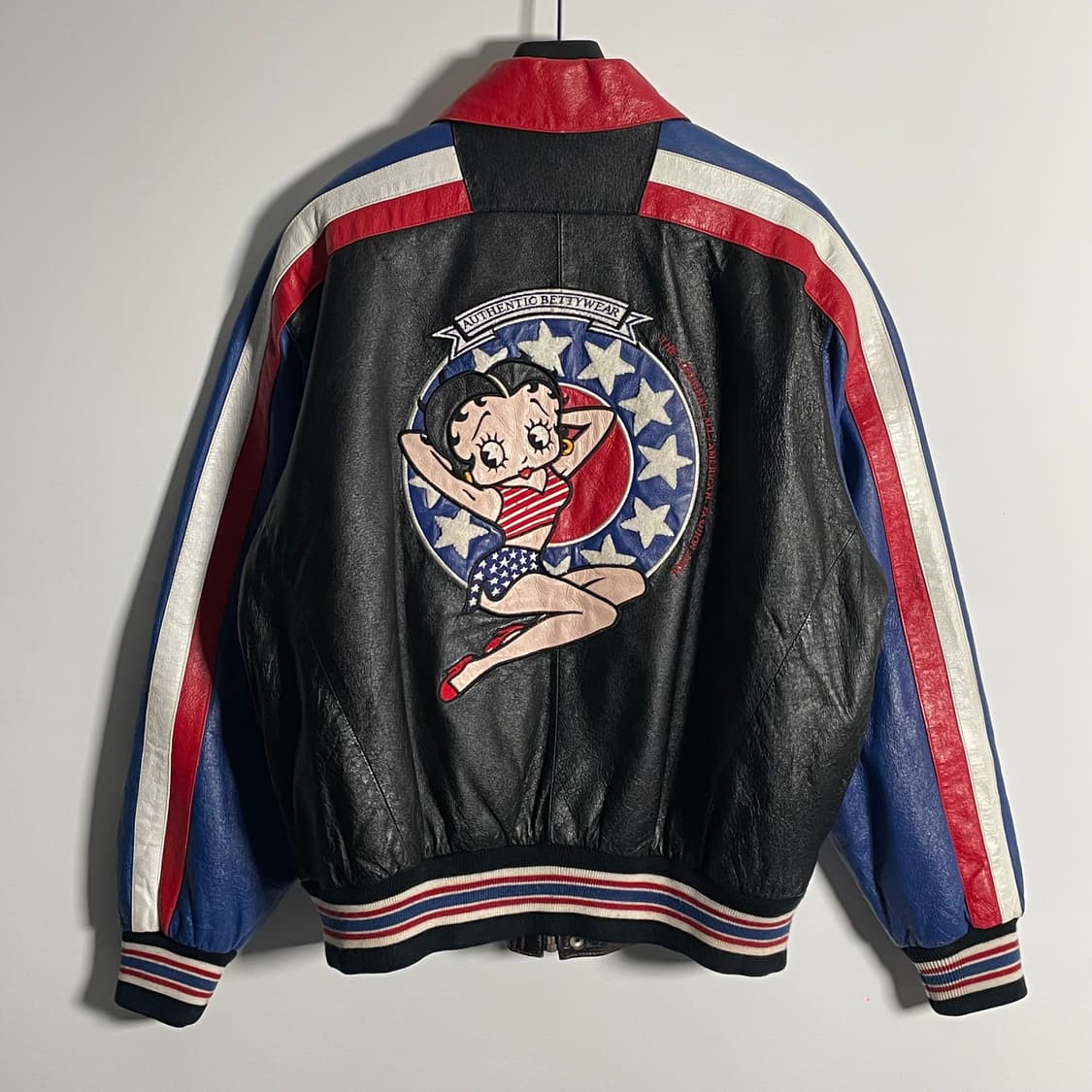90s 베티붑 아메리칸 툰즈 리얼레더 바시티 자켓 (on.590)   상품이미지6