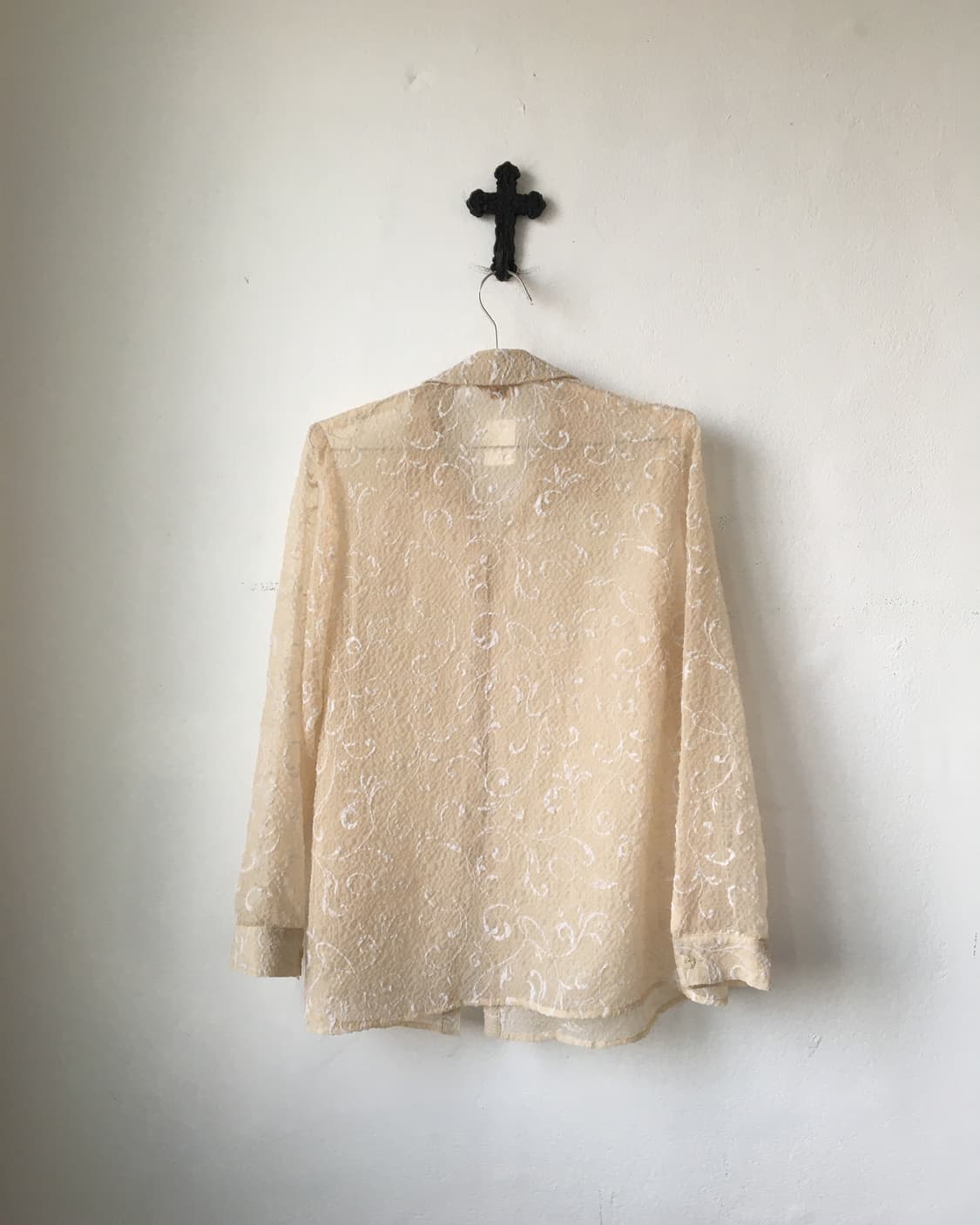 Ornament pattern see through shirt 상품이미지3