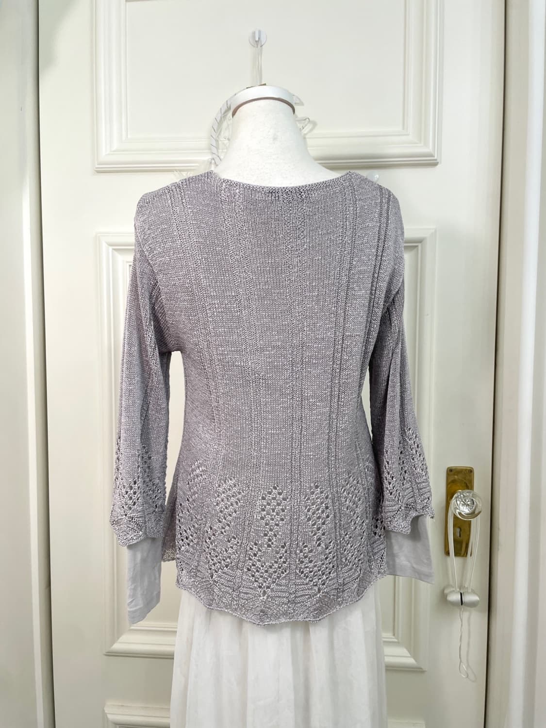 sheer lavender crochet cardigan&gray sli 상품이미지5