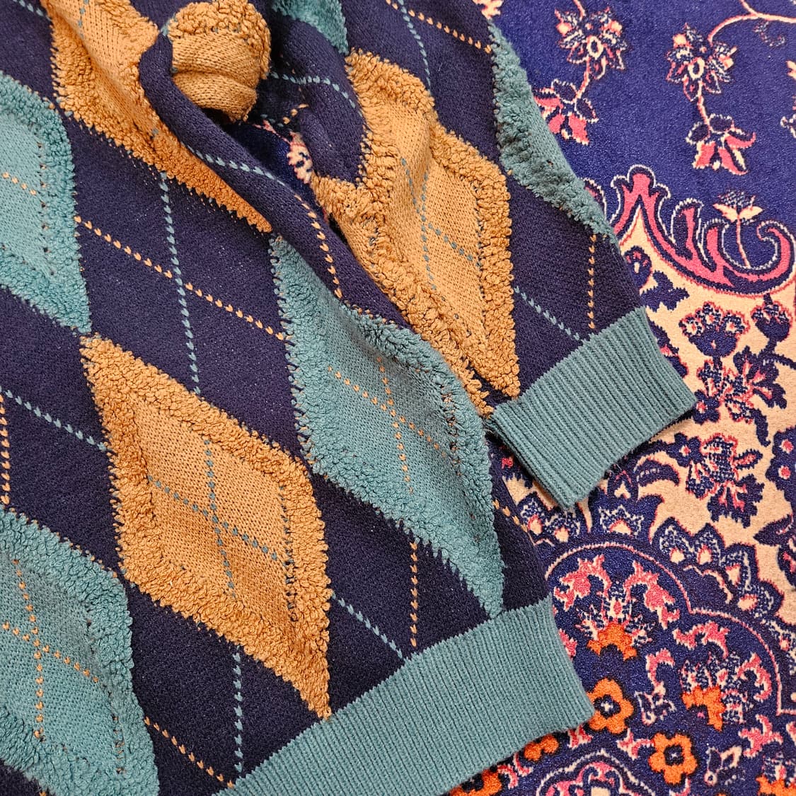 제네럴아이디어 레트로 아가일 오버핏 니트 스웨터 M size 상품이미지6