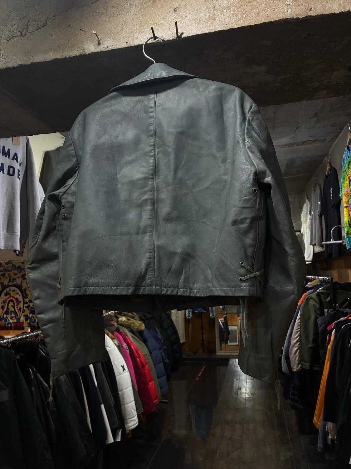 80s 독일군 서브마린 숏 레더 자켓 상품이미지4