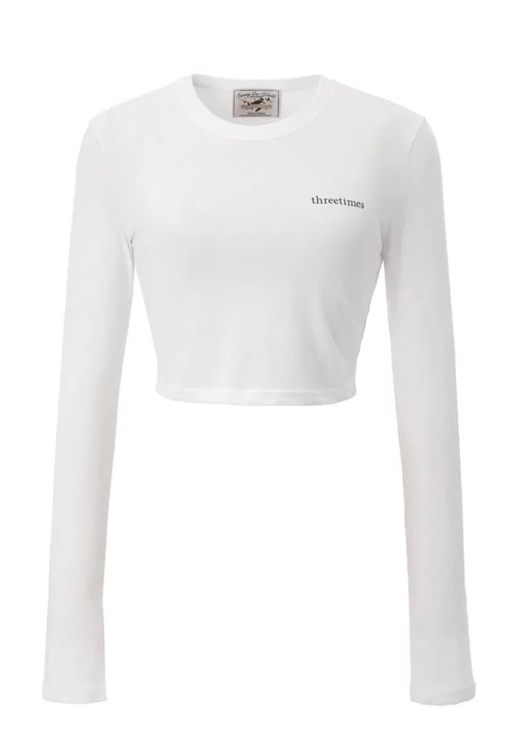 쓰리타임즈 에코로고 크롭 긴팔티 상품이미지1