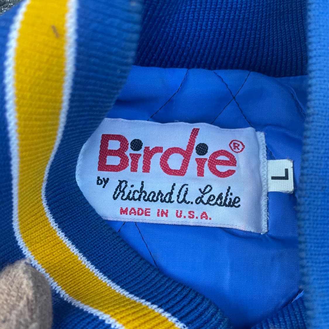 90s USA Birdie 자수 빅로고 올드스쿨 점퍼 사틴 코치자켓 XL 상품이미지6