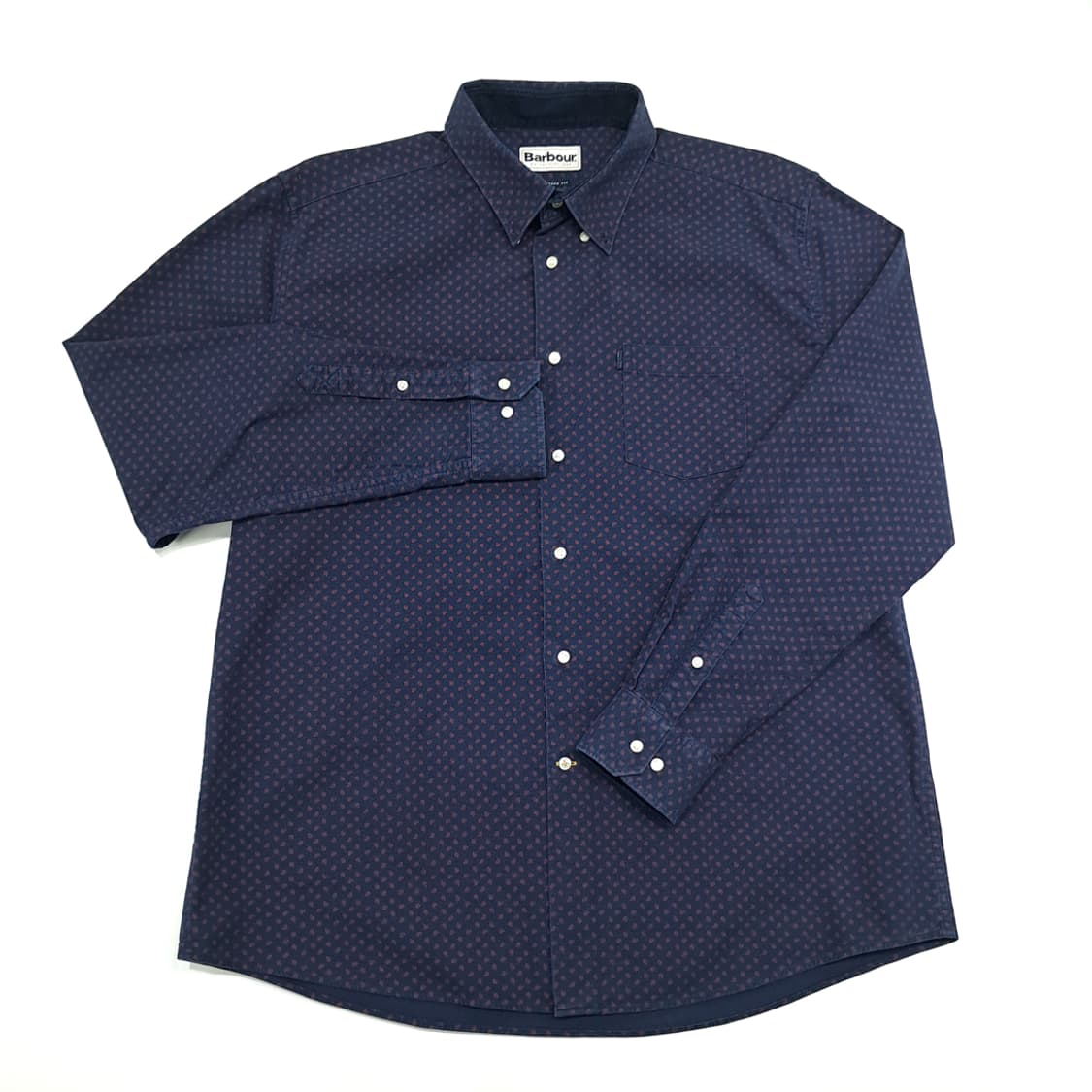 CN928 2XL 바버 네이비 마이크로 페이즐리 플란넬 긴팔 셔츠 남방 상품이미지2