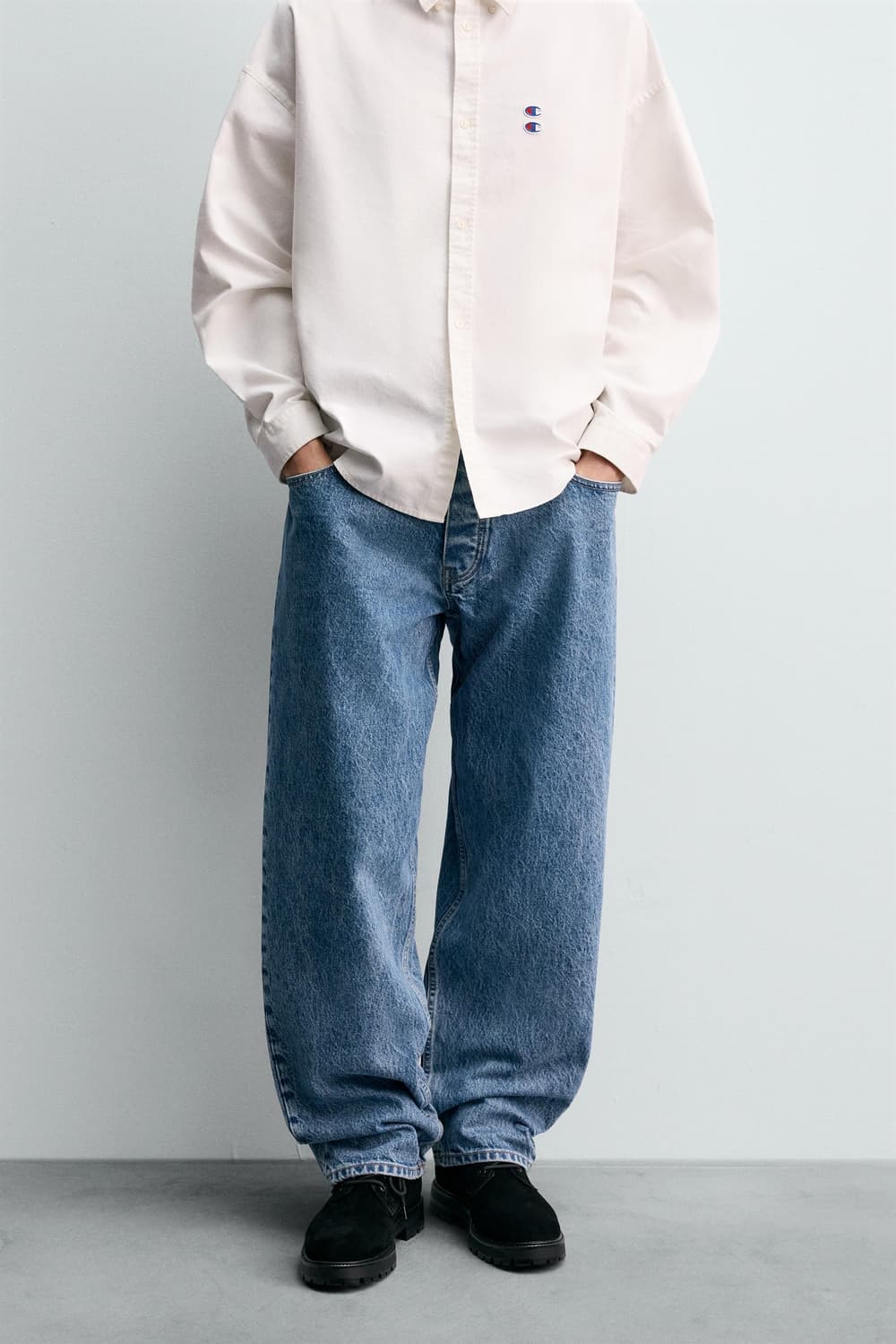 [34] 자라 x 챔피온 루즈 테이퍼드 핏 진 미드 블루(✨새상품) 상품이미지1