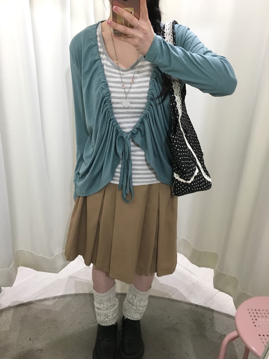 teal shirred cardigan 상품이미지1