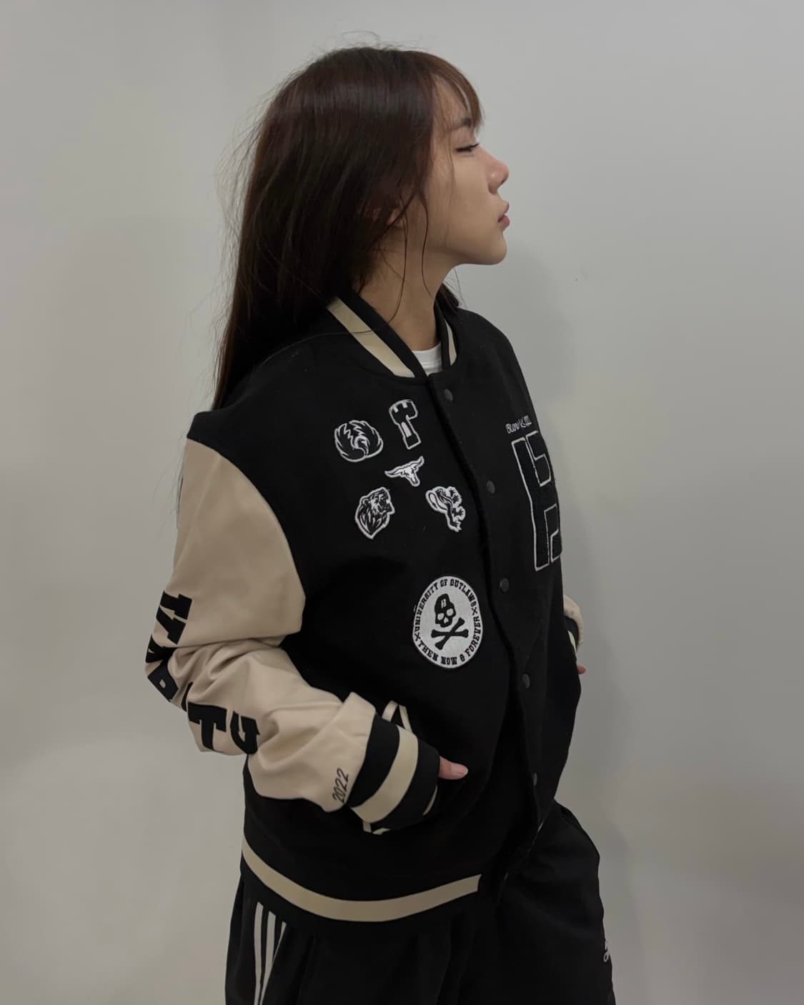 90s 빈티지 스컬패치 레더 바시티 jk 상품이미지3