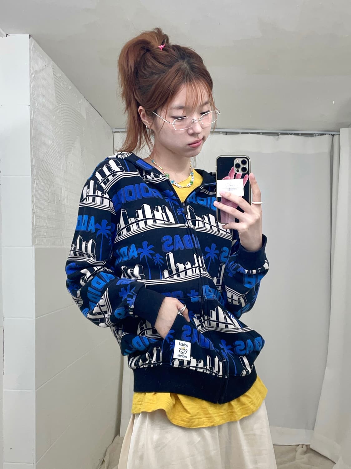 아디다스 오리지날 블루 야자수 후드집업 상품이미지3