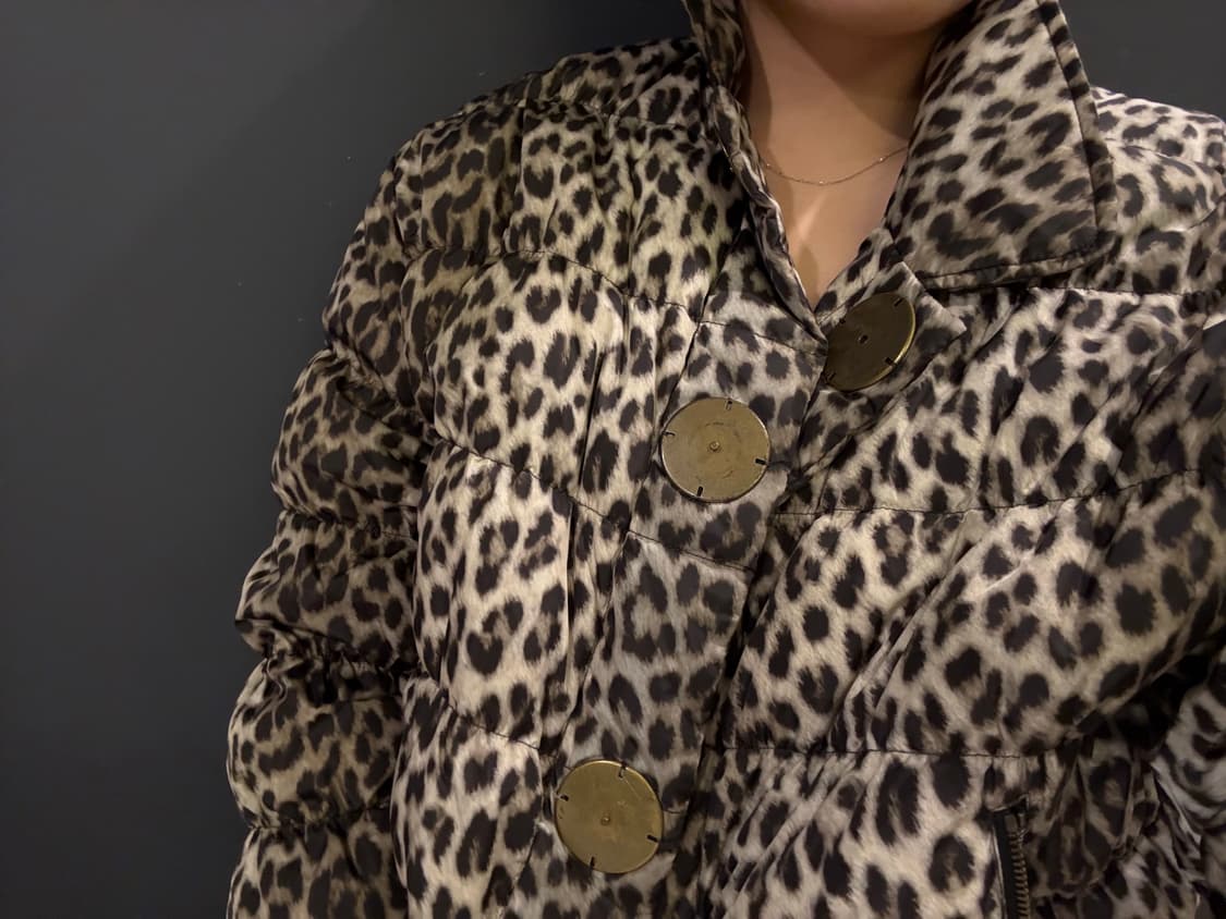 Leopard Metal-Button Quilted Puffer Coat 상품이미지4