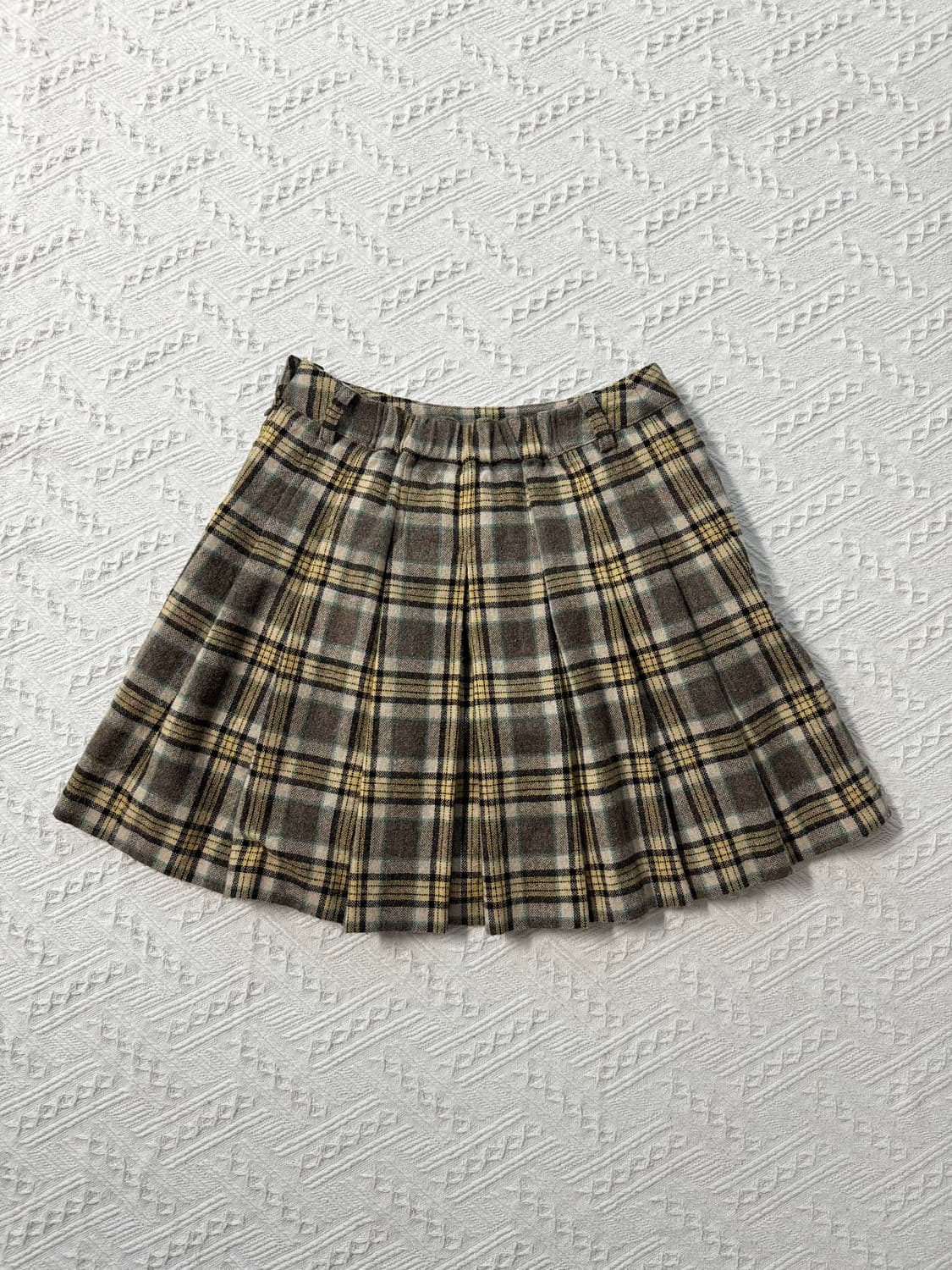 체크 패턴 플리츠 울 스커트 상품이미지6