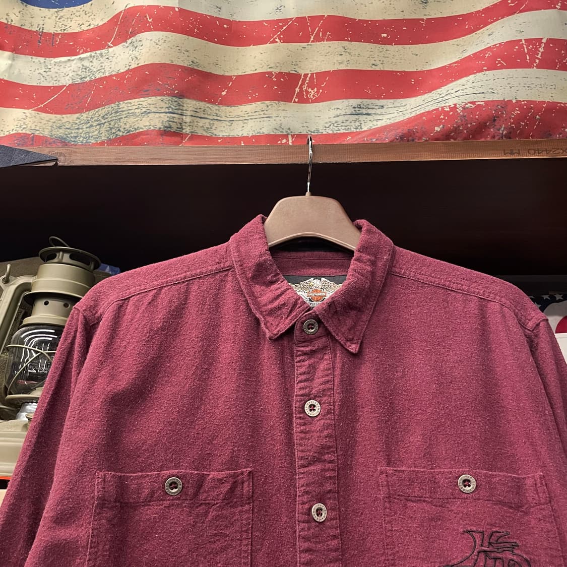 00s 할리데이비슨 모터사이클 바이커 플란넬 포켓 셔츠 N211 상품이미지3