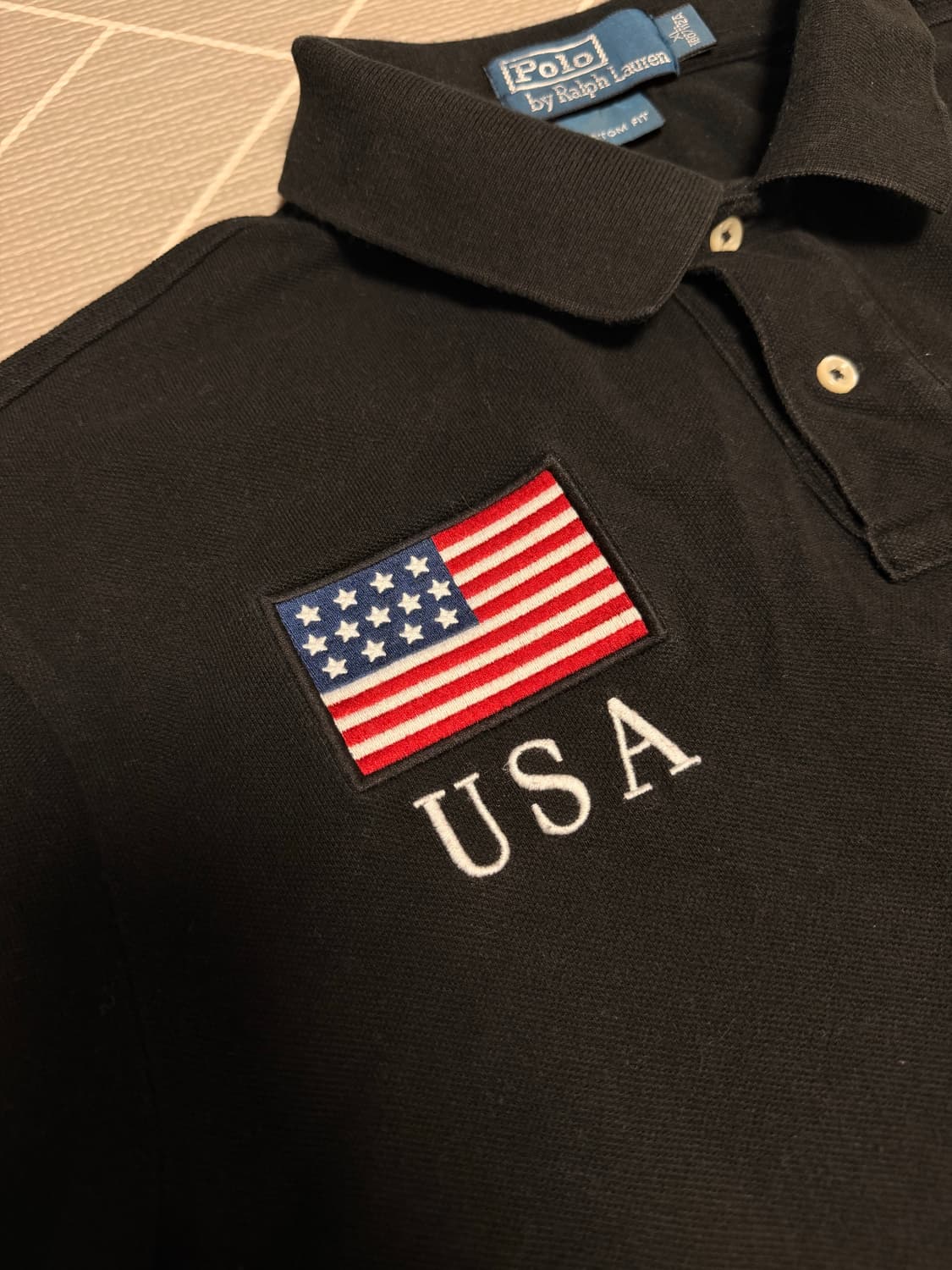 폴로 빅포니 성조기 반팔 럭비티 블랙 상품이미지4
