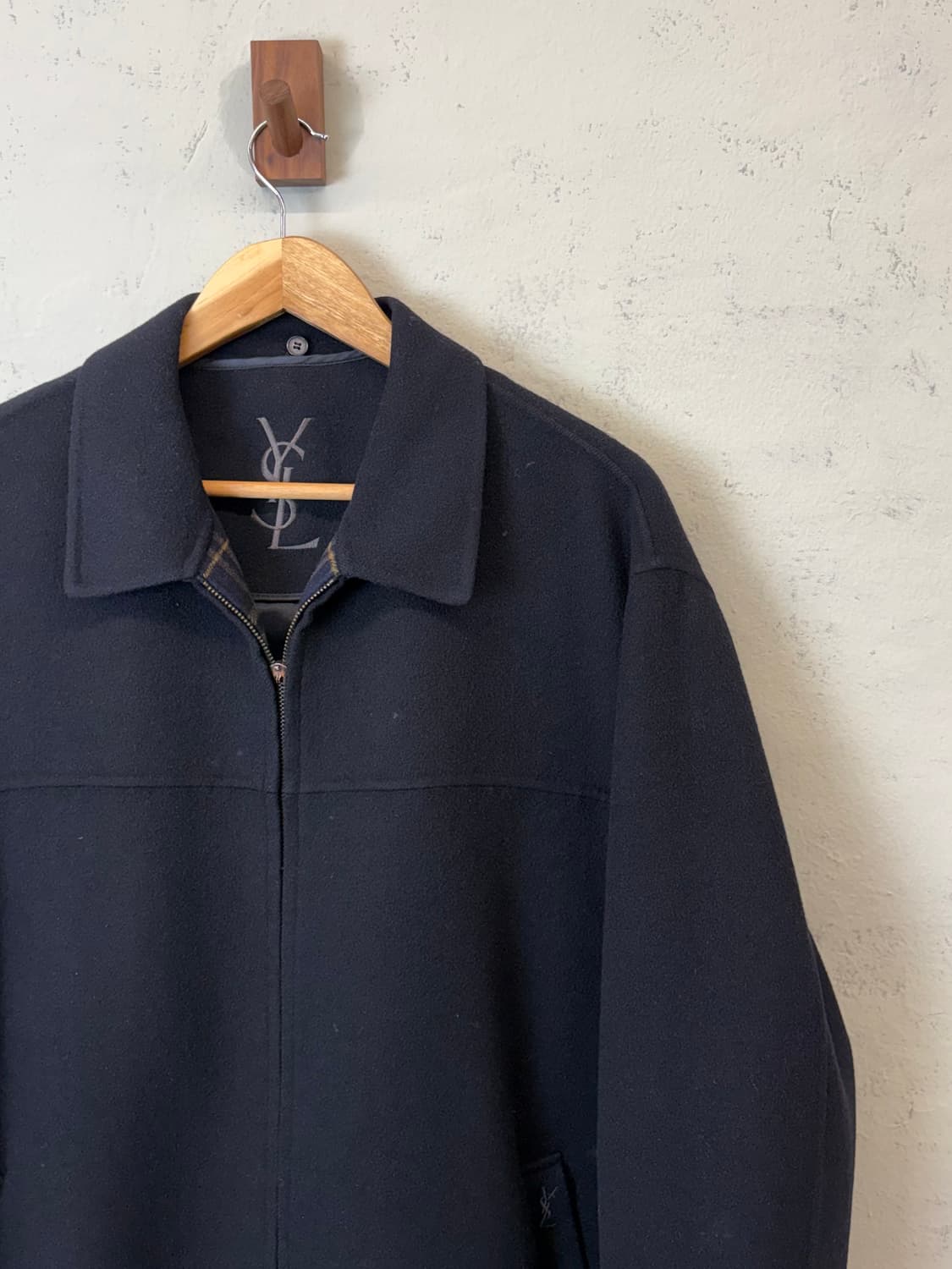 입생로랑 90s 빈티지 집업 울 자켓 블랙 상품이미지2