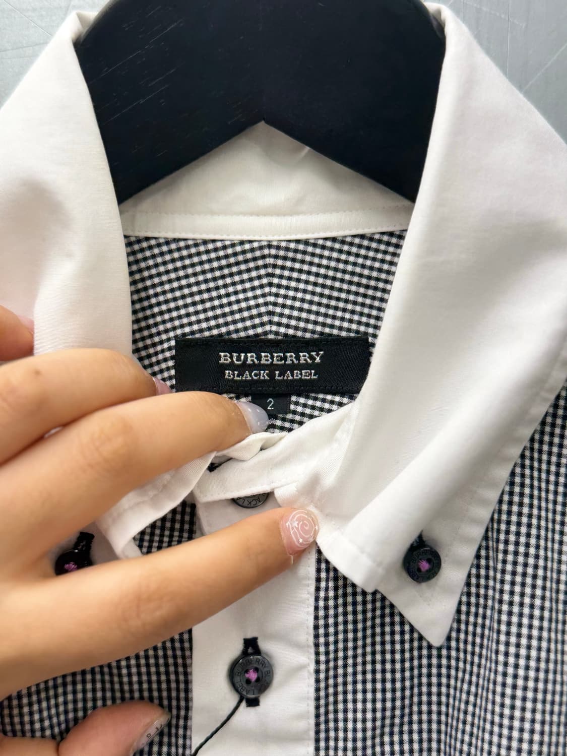Burbbery 버버리 블랙 라벨 깅엄 체크 반팔 크레릭 버튼다운 셔츠 상품이미지5