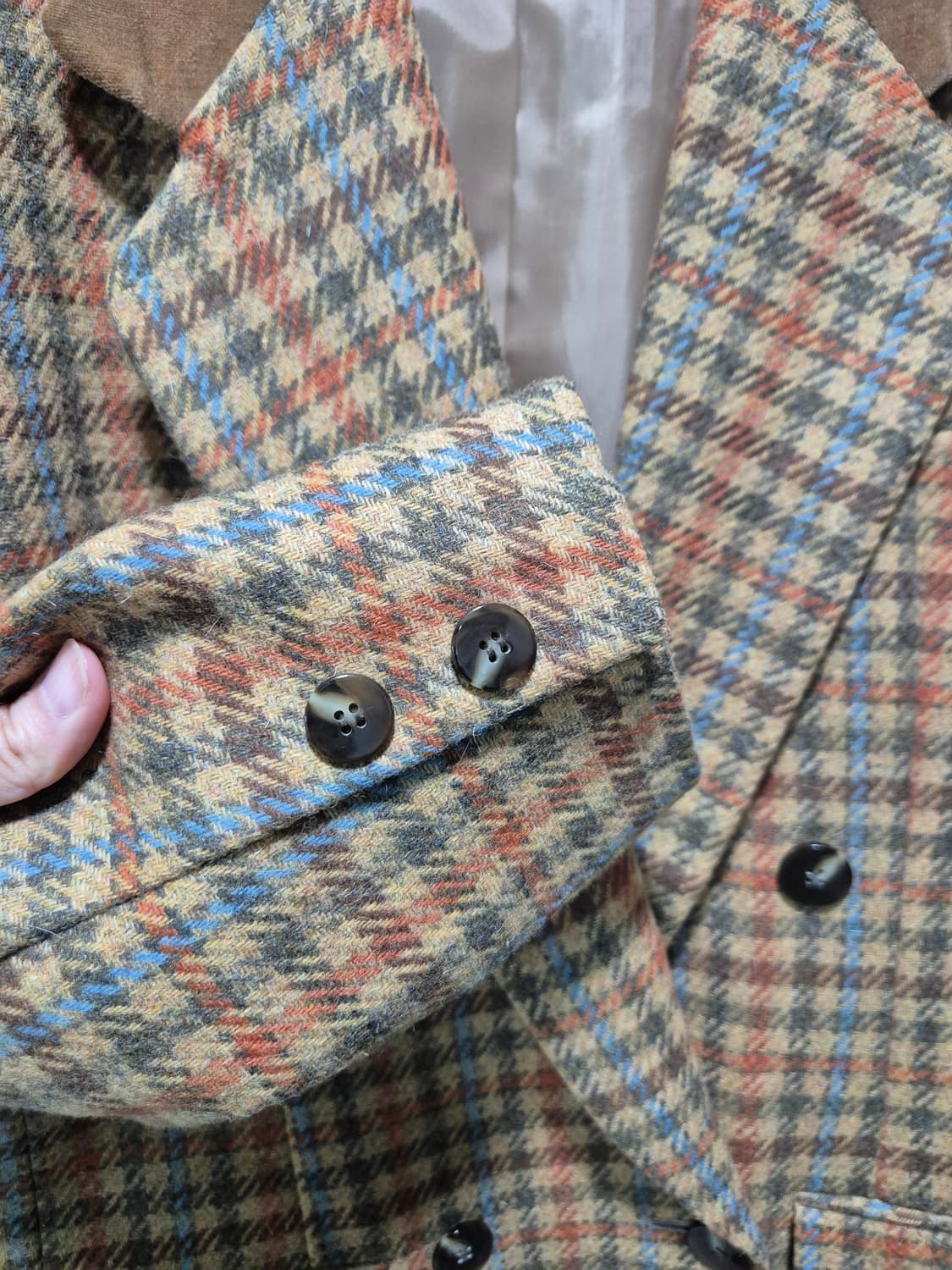 체크 패턴 더블 버튼 자켓 브라운 상품이미지6