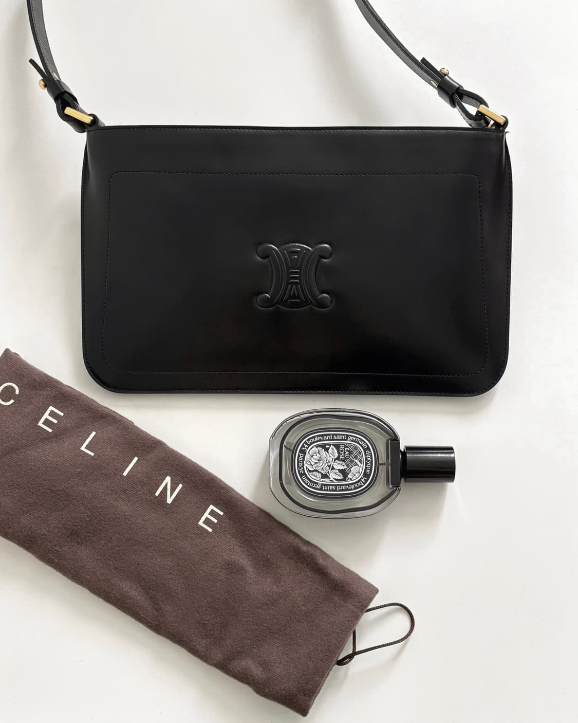 CELINE 올드 셀린느 트리오페 엠보스드 레더 풀 숄더백 상품이미지2