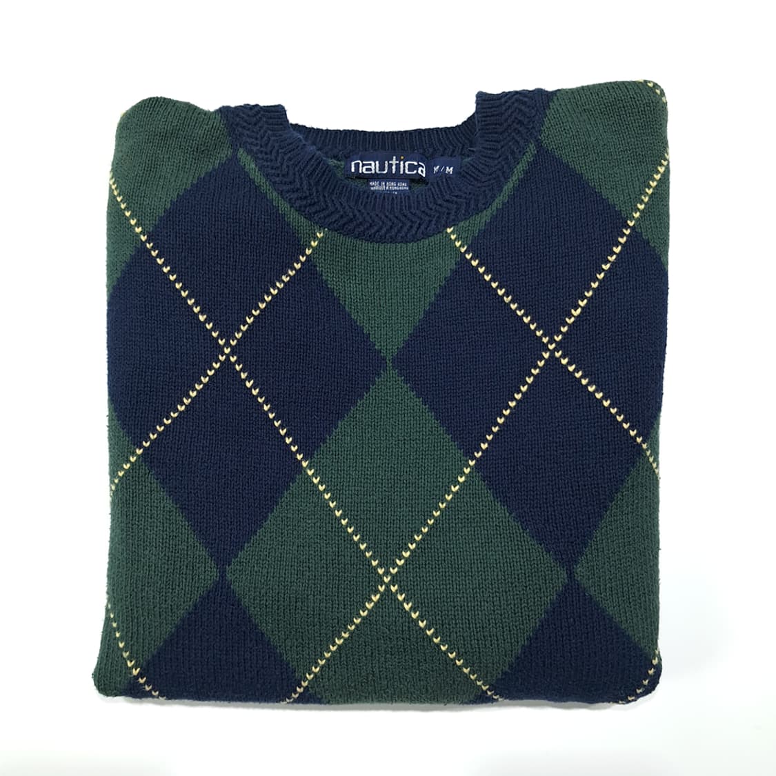 CL266 M 노티카 90s 홍콩판 코튼 아가일 네이비그린 니트 스웨터 상품이미지7