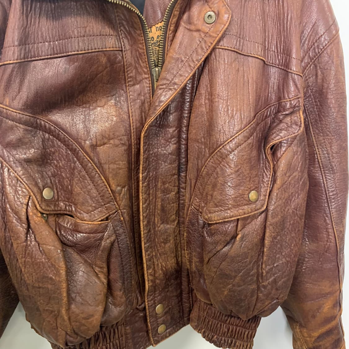 Vintage 빈티지 브라운 레더 봄버 자켓  상품이미지4