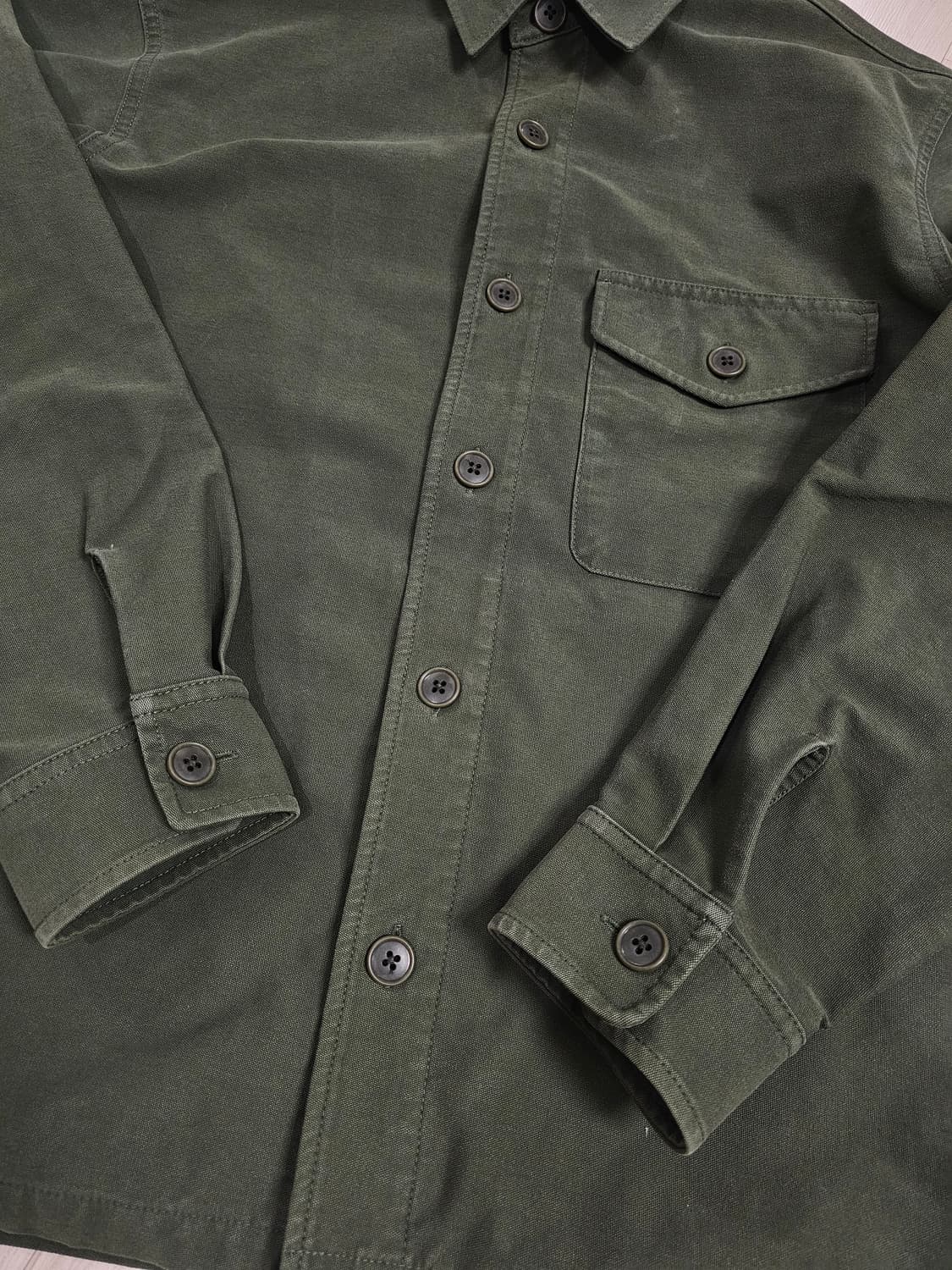 [M] 유니클로 올리브 퍼티그 셔츠 워크 자켓 (셔켓) 상품이미지5