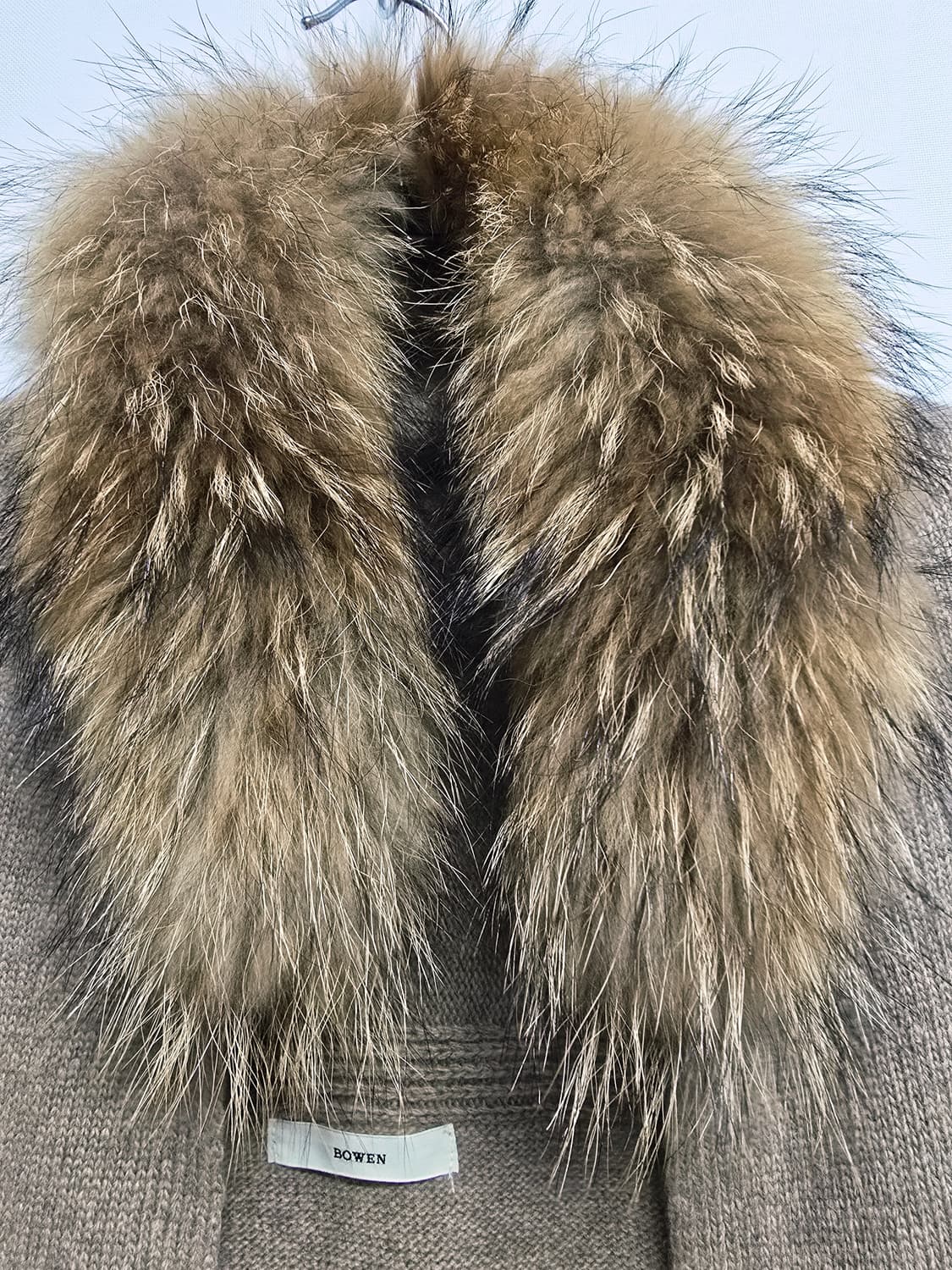 BOWEN 보웬 폭스퍼카라 숄 가디건 베이지 상품이미지2