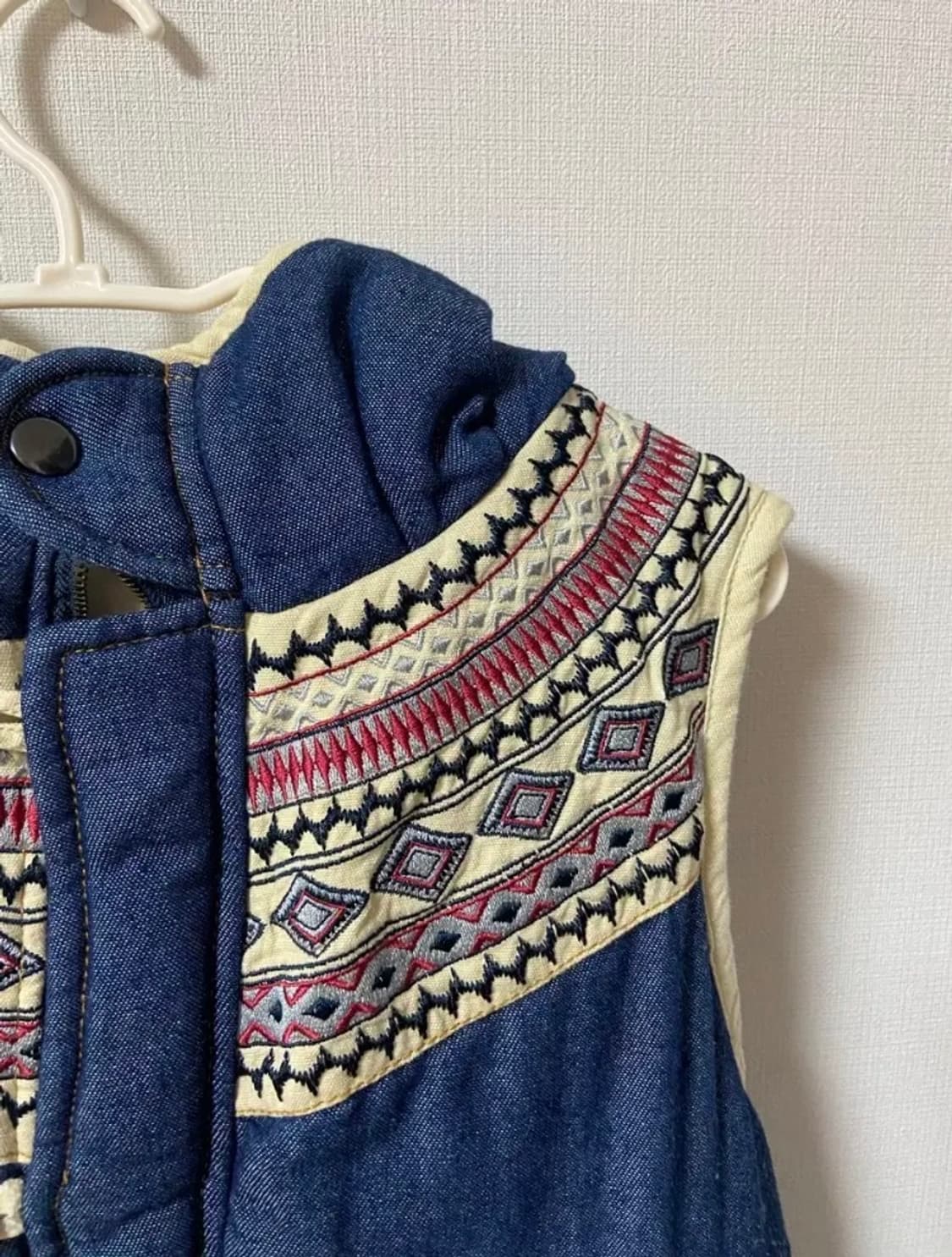 일본 빈티지 모리걸 하구미 보헤미안 청 조끼 상품이미지5