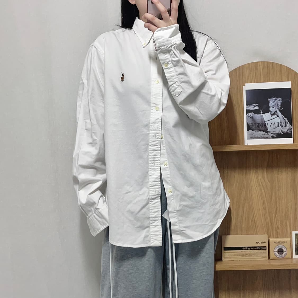 [정품] 폴로 화이트 / 멀티포니 솔리드 셔츠 [ L ] 상품이미지2