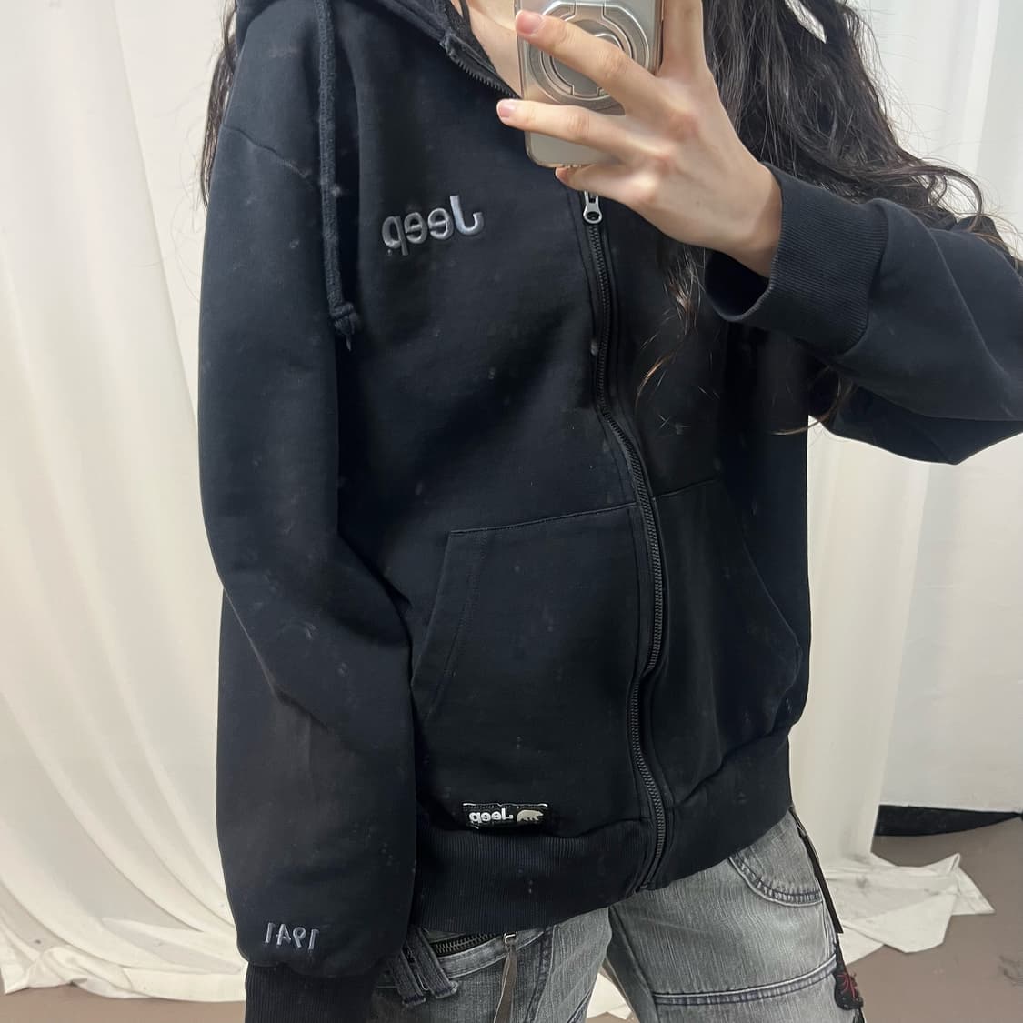 Jeep Black Hoodie Zip-up 상품이미지3