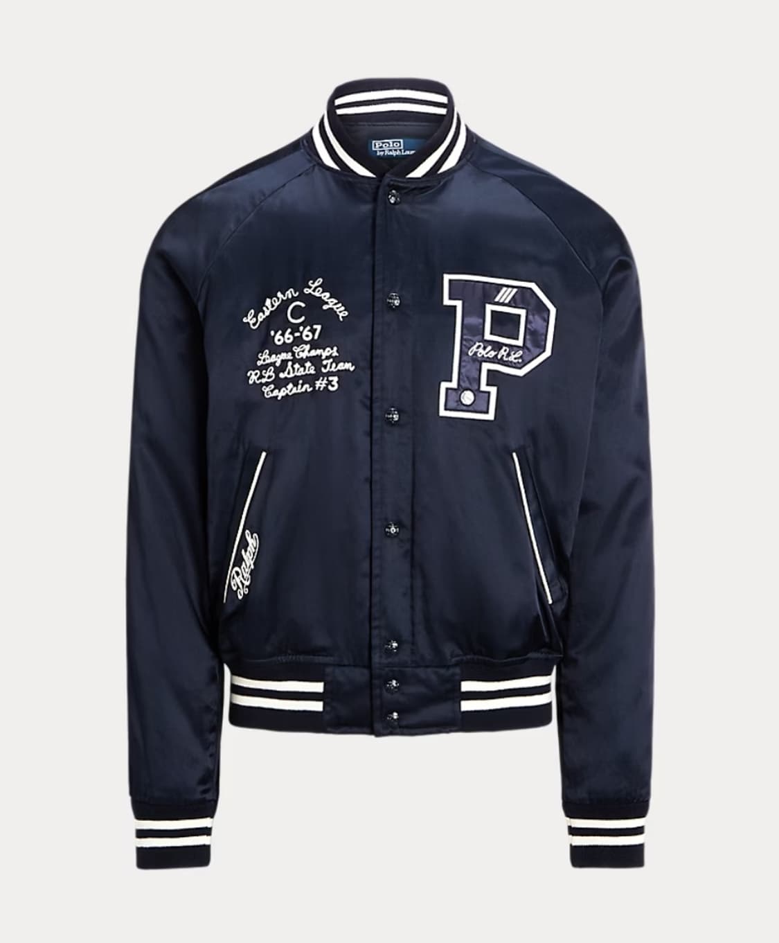 [새상품/L] 폴로 뉴욕 새틴 바시티 자켓 팝니다. 상품이미지1