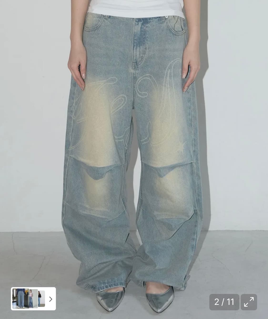팬시클럽 엔젤 빈티지 워싱 핀턱팬츠 (BLUE) 상품이미지1
