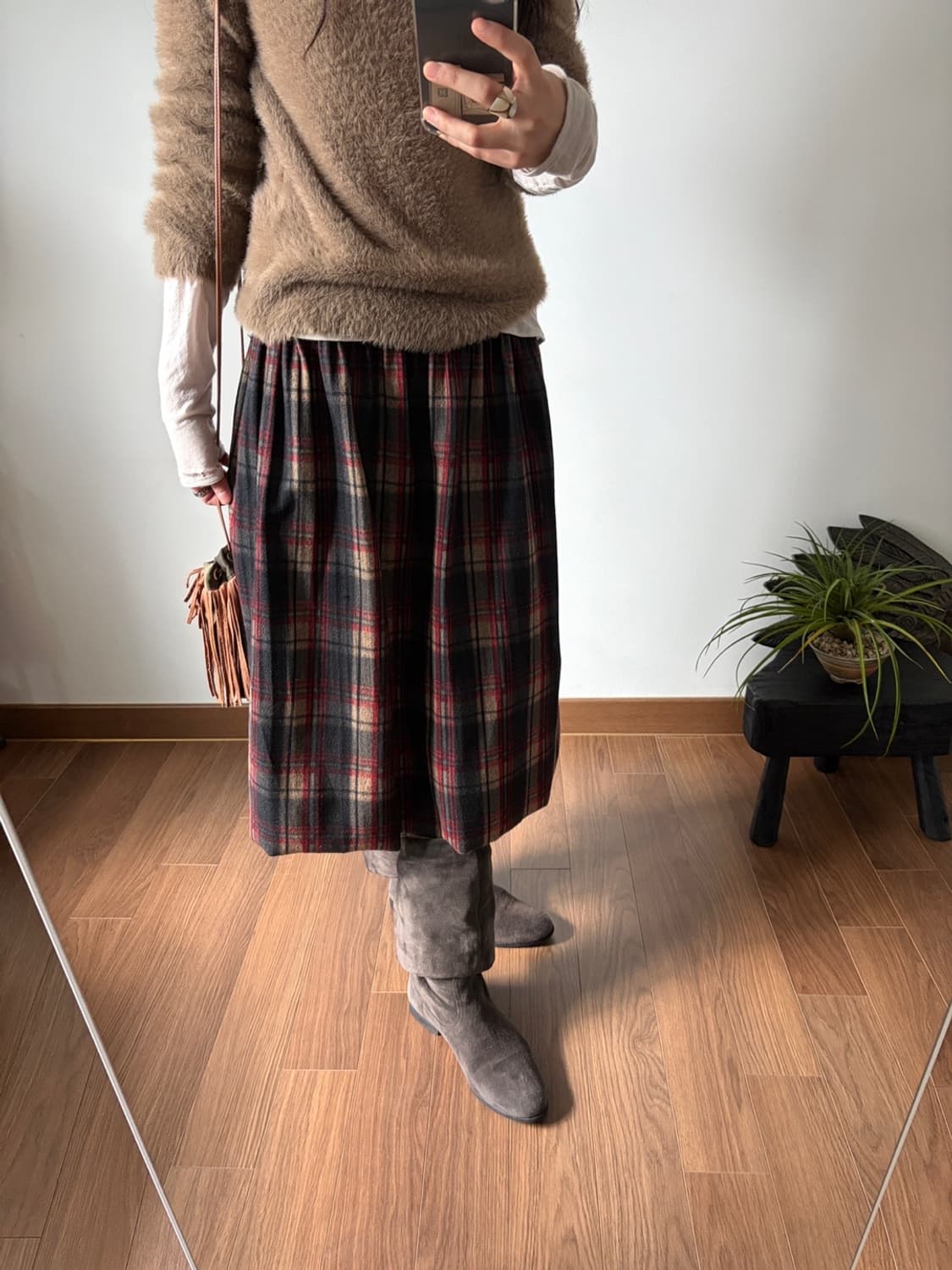 check patterned banding skirt 상품이미지3