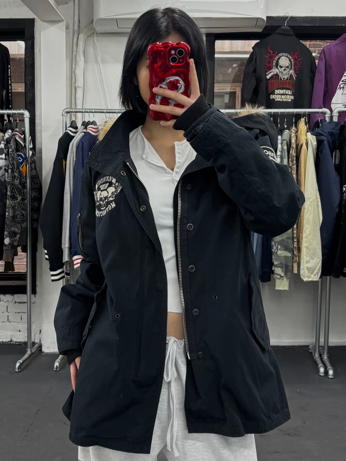 밴슨 레더 퍼 후드 야상 자켓 상품이미지2