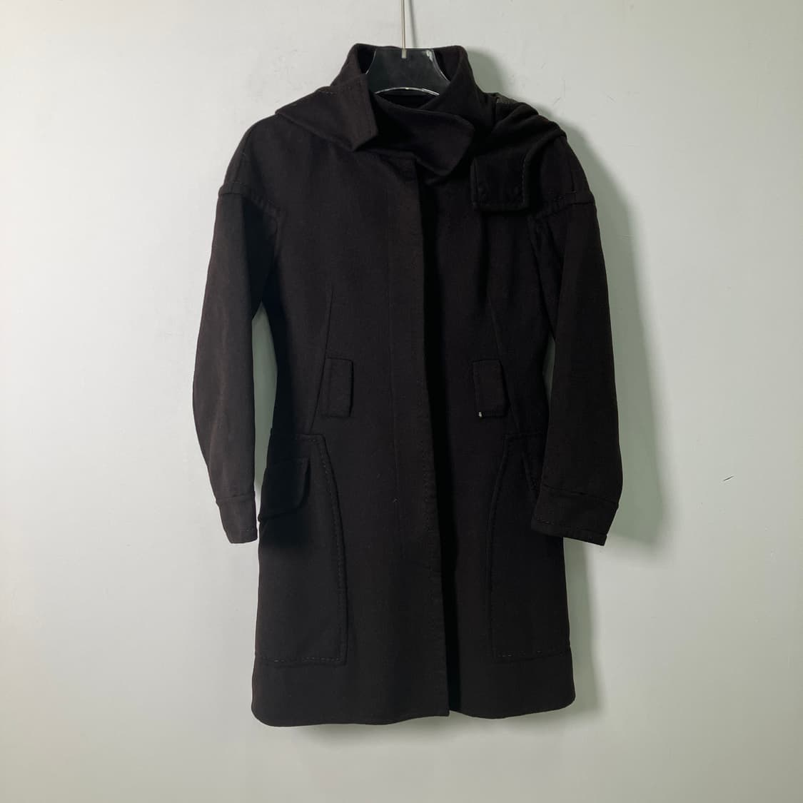 막스마라 스포츠막스 브라운 후드 하프 코트  상품이미지1