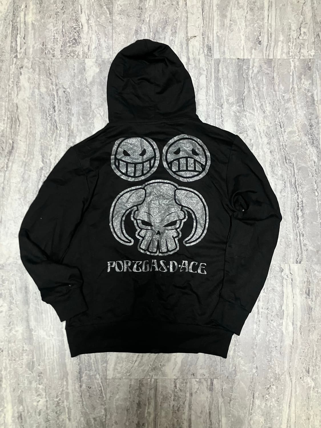 일본빈티지 원피스 조로 오리엔탈락펑크 스트릿y2k 레터링 후드집업 상품이미지2