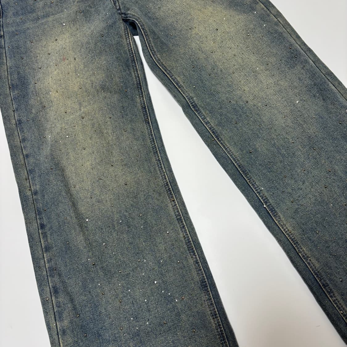 큐빅 스터드 와이드 빈티지 데님 상품이미지3