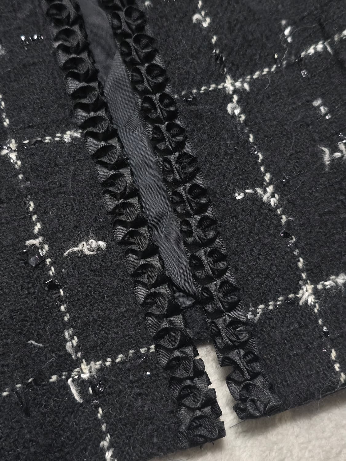 꾸레쥬 블랙 트위드 체크 울 자켓 42 상품이미지4