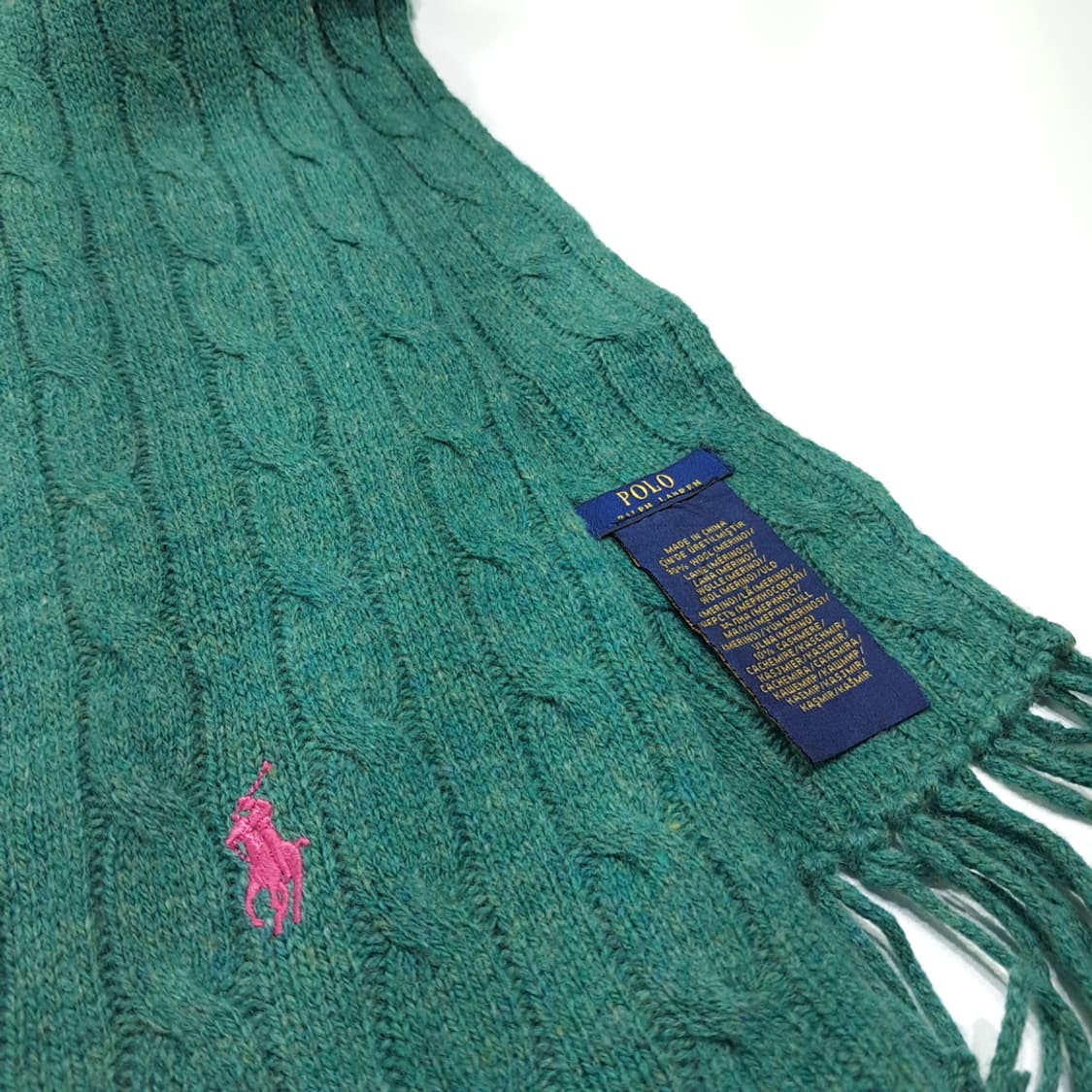 MX642 폴로 울캐시미어 핑크포니 그린 머플러목도리 상품이미지3