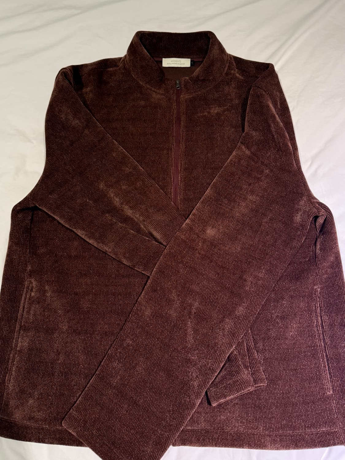 아모멘토 Velvet Zip Up Jumper, Burgundy 상품이미지1