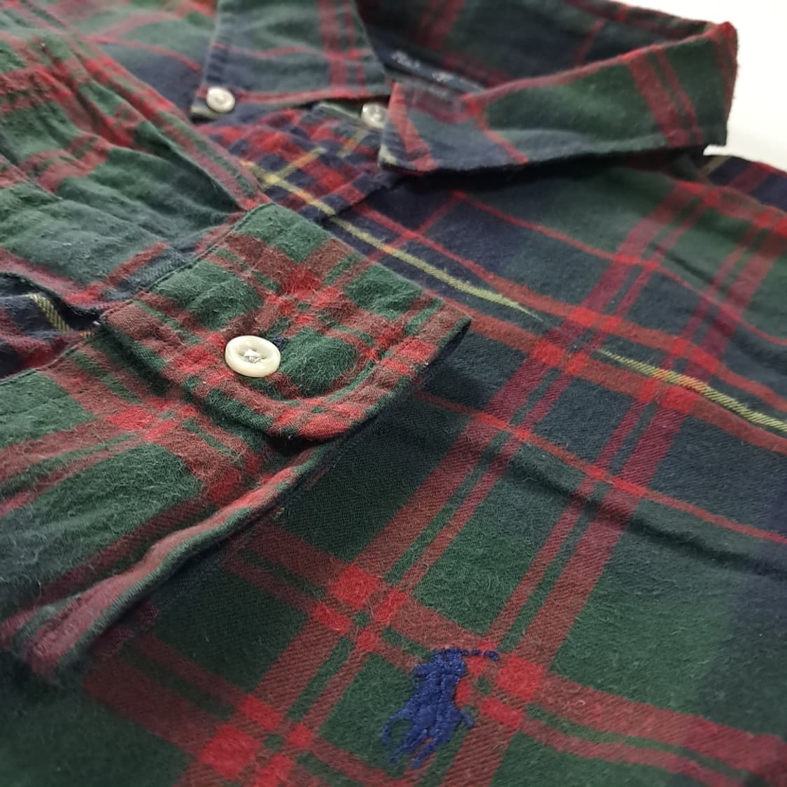 CK222 XL 폴로 90s 홍콩판 블랙워치 라이트플란넬 셔츠 남방 상품이미지4