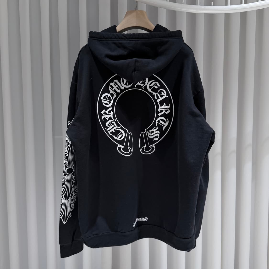 (A / XL) / 크롬하츠 홀스슈 플로랄 블랙 후드티셔츠 상품이미지5