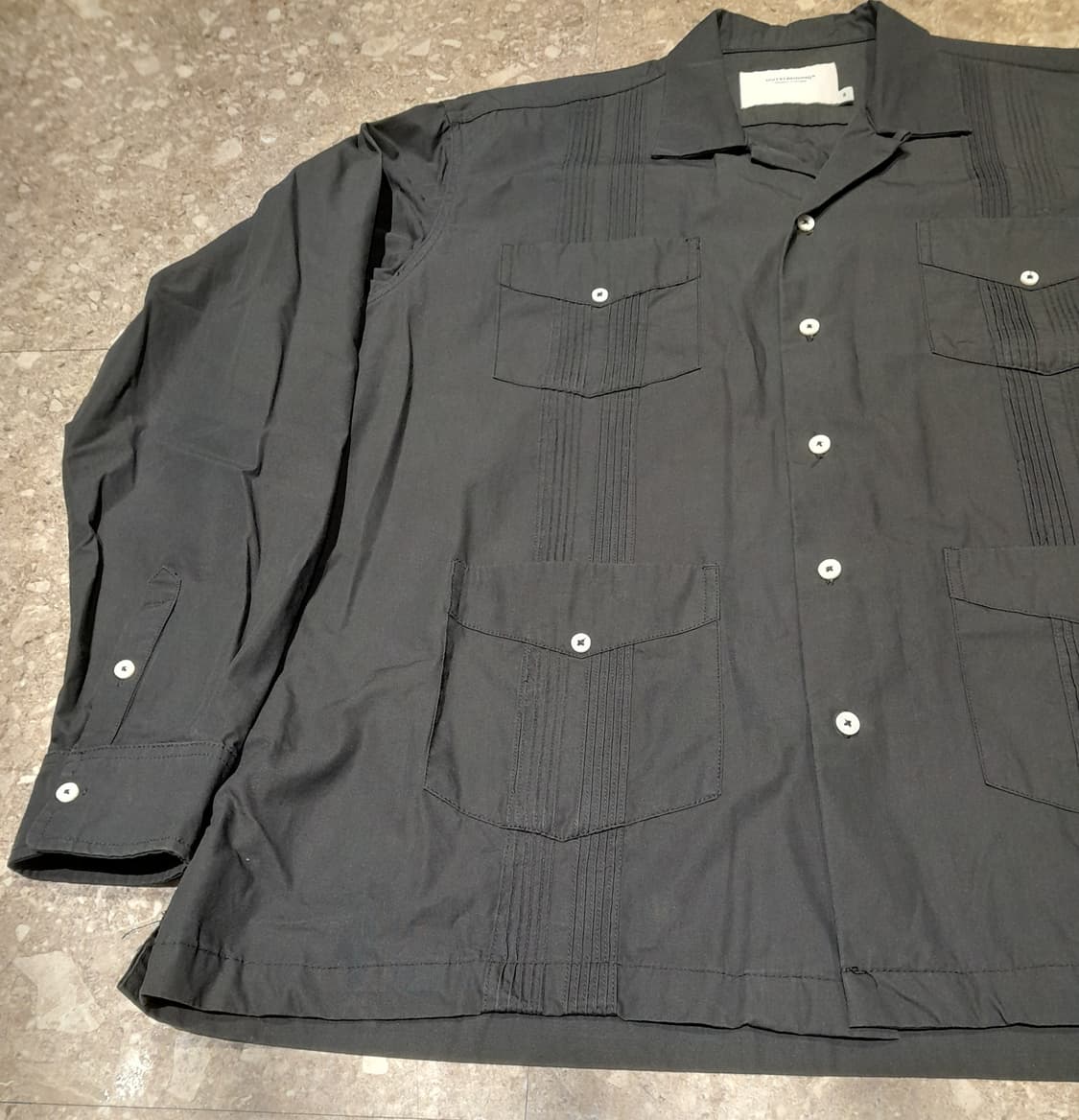 💥아웃스탠딩 오픈카라 셔츠 긴팔 네이비 (3)  상품이미지4