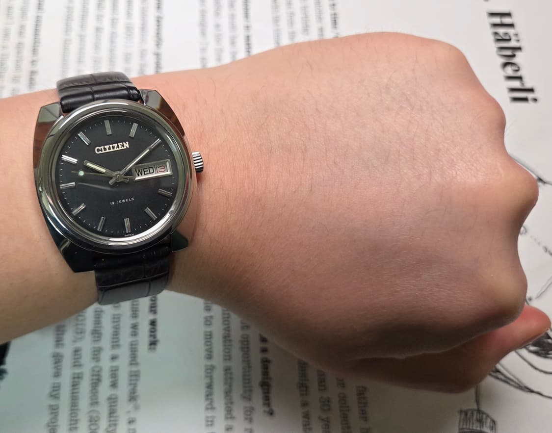 빈티지 시티즌 점보 매트블랙 물방울초침 데이데이트 수동 메커니컬   상품이미지8