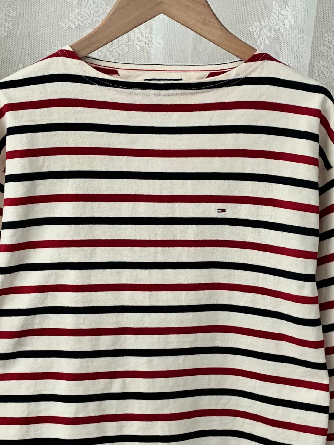 XS) 타미힐피거 스트라이프 티셔츠 베이지 상품이미지3