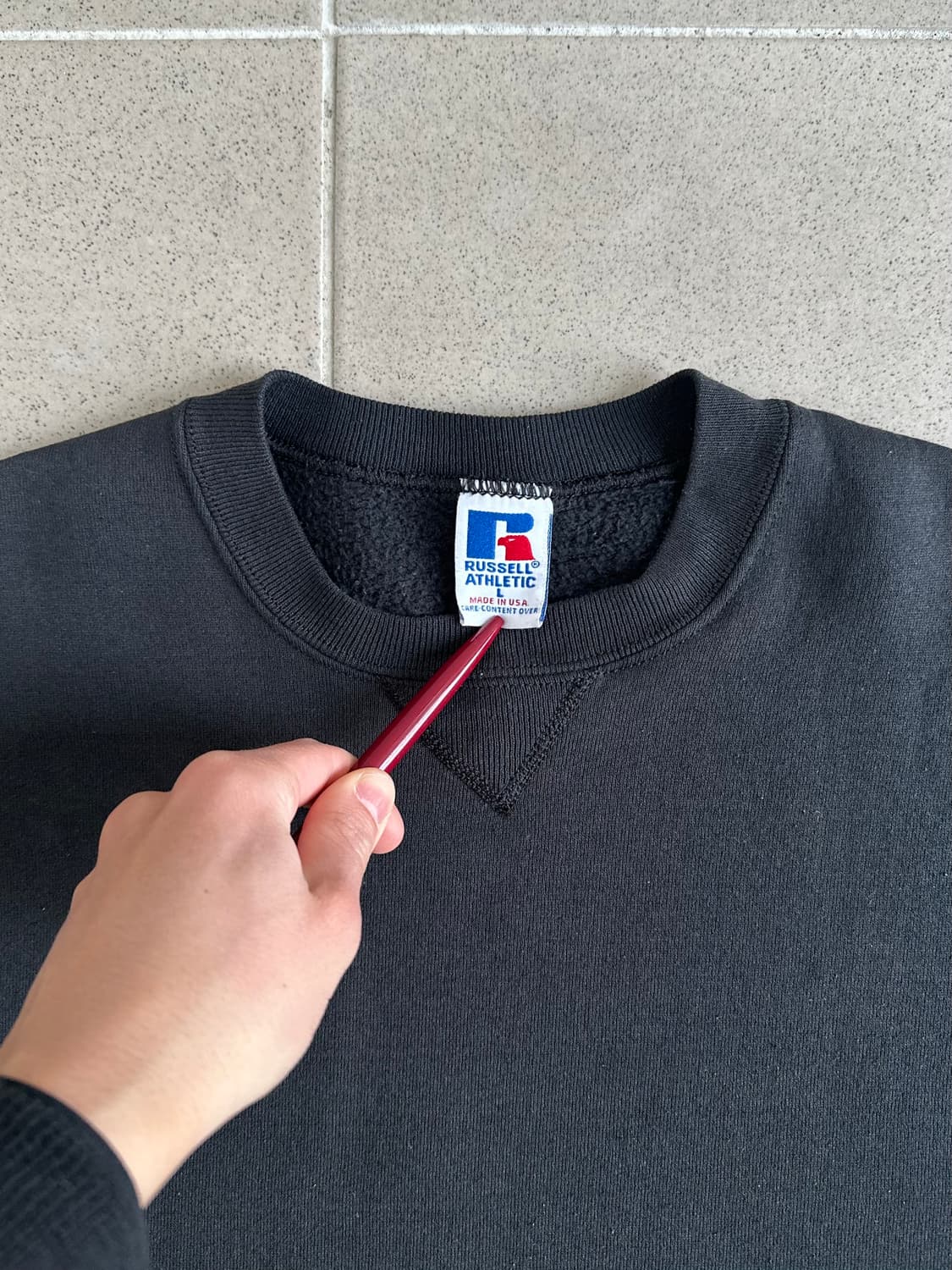 90s 빈티지 러셀 스웻셔츠 블랙 L USA 상품이미지5